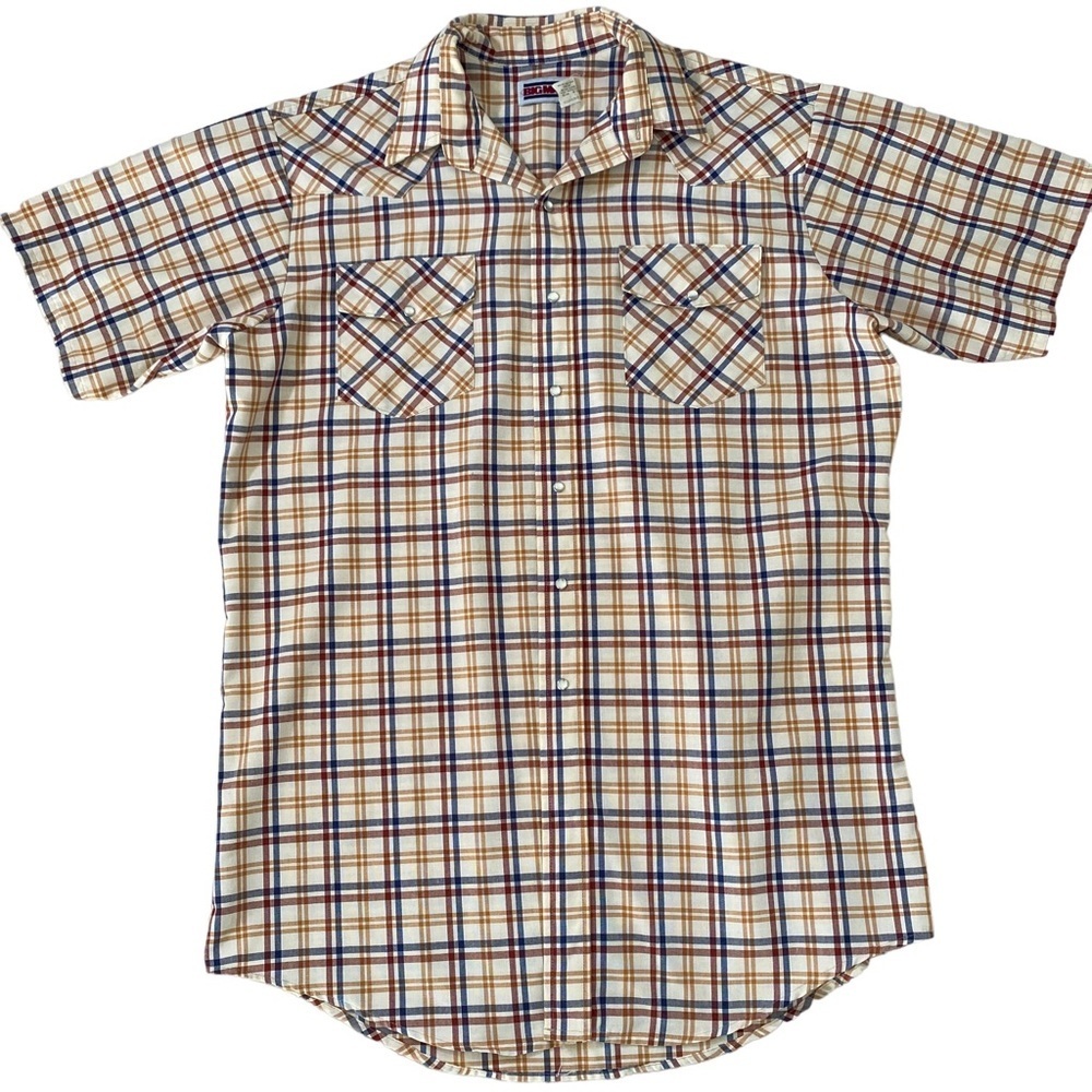 Big Mac mens short sleeved collared casual shirt orange red blue size LXT